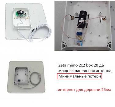 Zeta mimo 2x2 box 20 дБ мощная панельная антенна, Минимальные потери